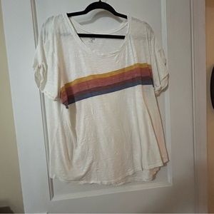 Ana XXL oversized Tshirt Rainbow striped cap sleeve
